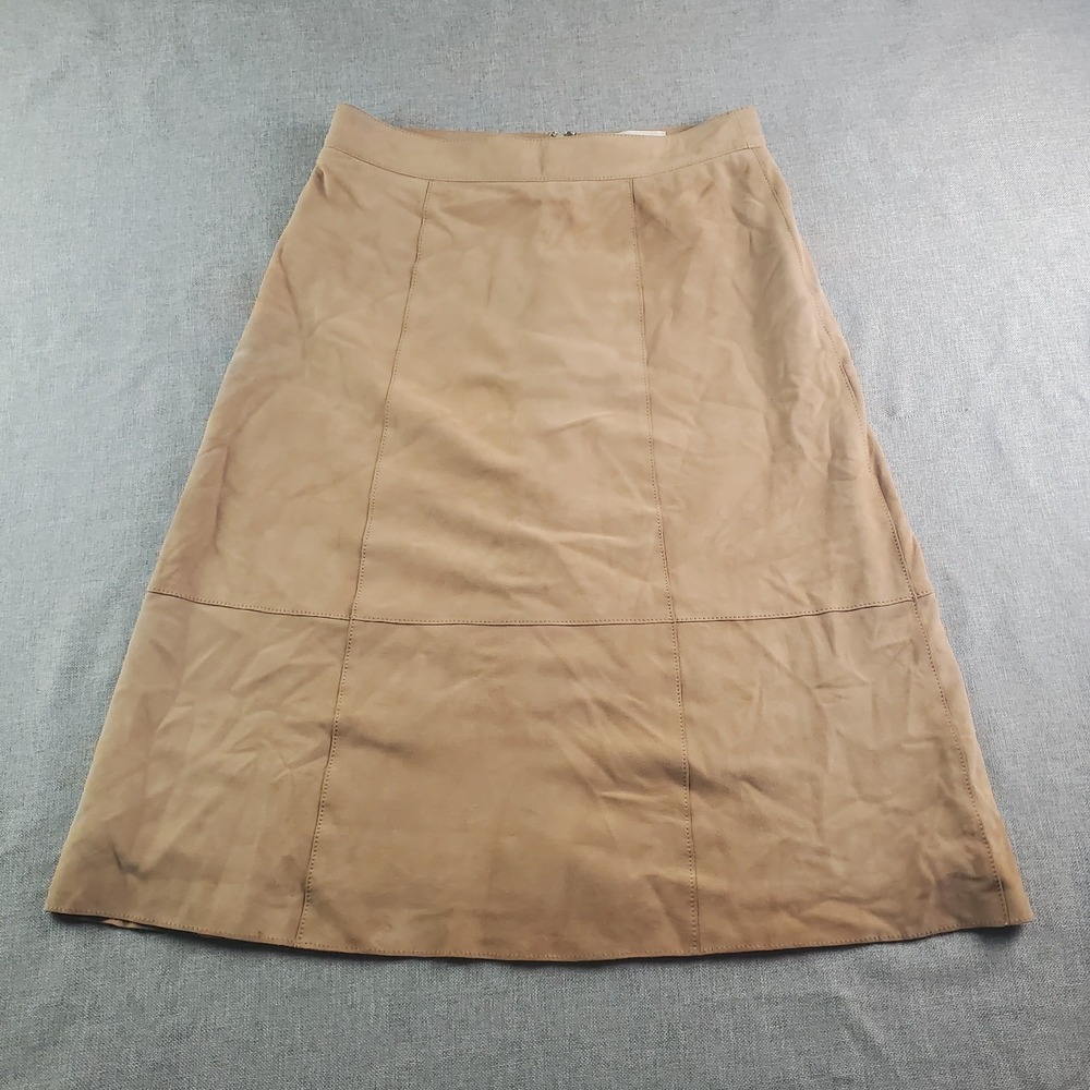 Sezane Skirt Womens Size 38 Beige Goat Suede Lined Designer Chic Lightweight
